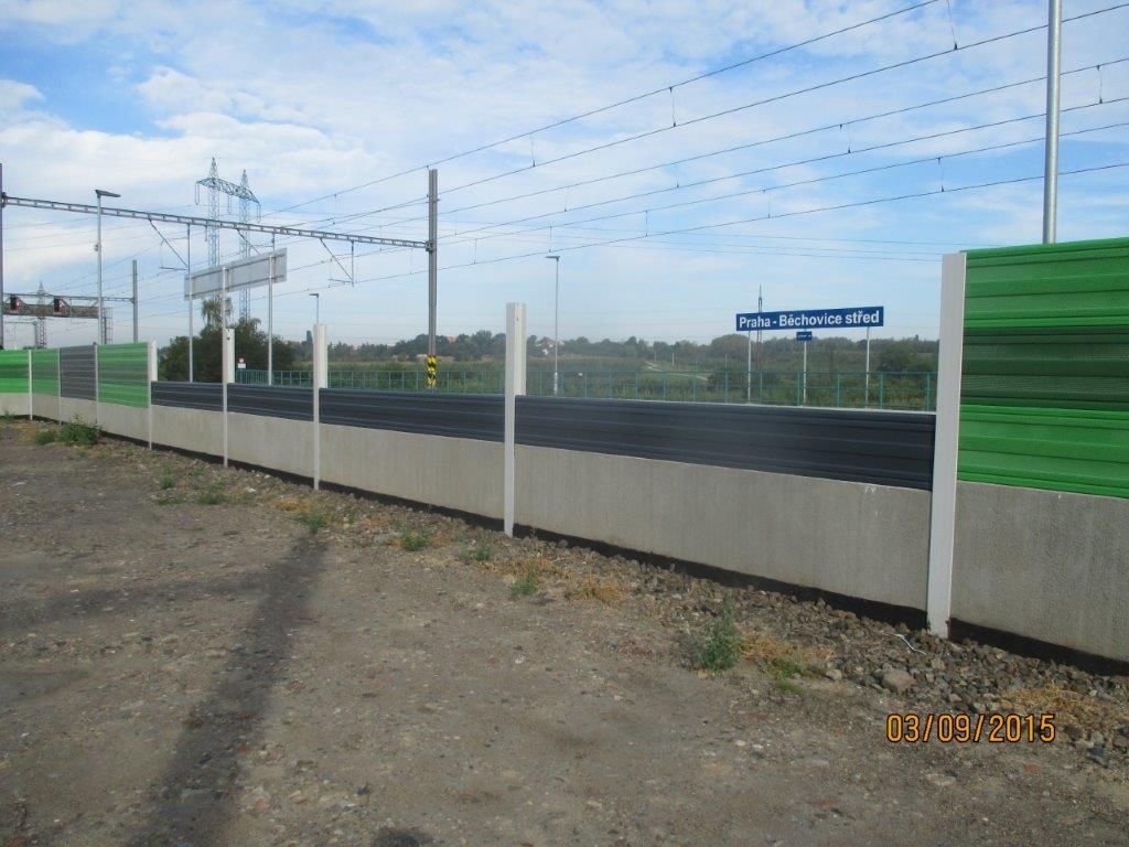 Ekrany akustyczne linia kolejowa Běchovice Czech Republic