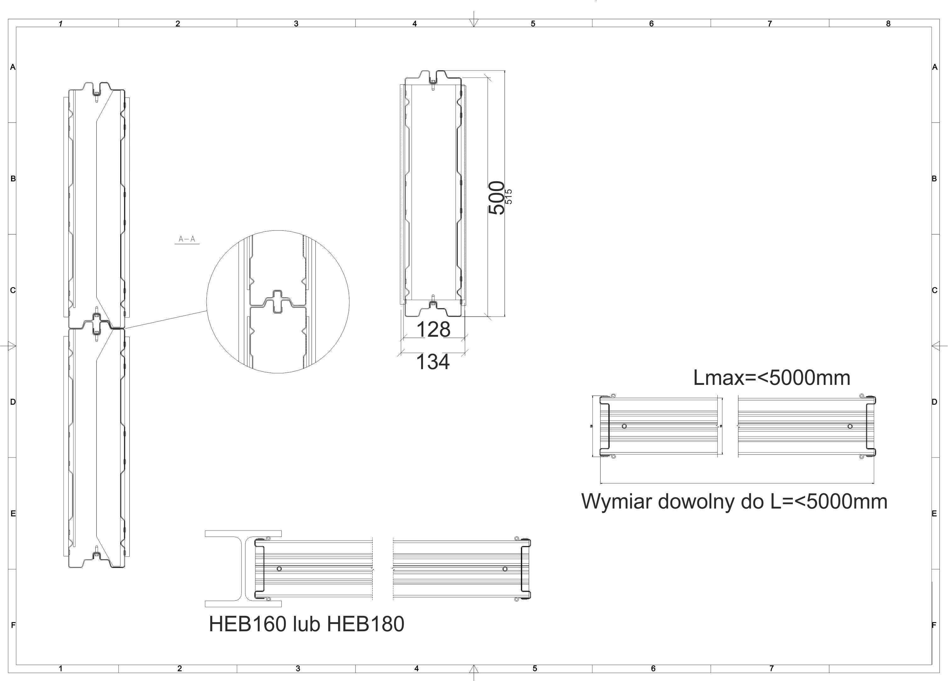 Wymiary paneli Budan h500