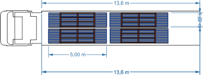 Tir -4 palety - panele 5m- widok z góry